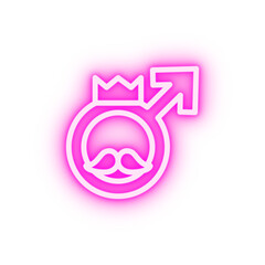 Poster - Male symbol mustache crown neon icon