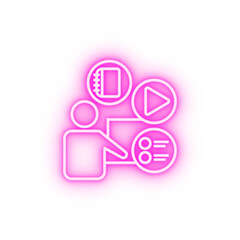 Poster - Book quiz education study video neon icon
