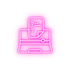 Poster - Education elarning laptop quiz neon icon