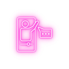 Sticker - Education elarning mobile tutor neon icon