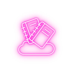 Sticker - Book cloud library online neon icon