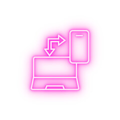 Poster - Computer laptop mobile sync neon icon