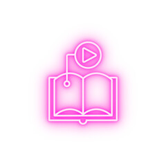 Wall Mural - Book video education courses neon icon