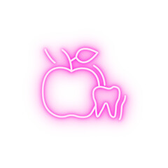 Wall Mural - Dental care apple neon icon