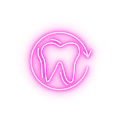 Poster - Dental care tooth arrow neon icon