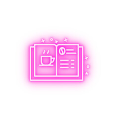 Poster - Menu book coffee neon icon