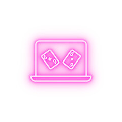 Poster - Online bet laptop casino neon icon