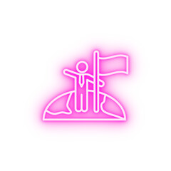 Poster - Mission accomplished flag earth neon icon