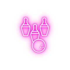 Poster - Bowling balls bowling pins neon icon