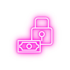 Fototapete - money lock neon icon