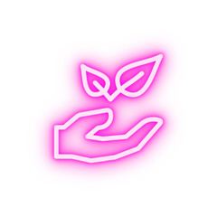 Poster - Herbal hand leaf neon icon