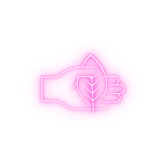 Poster - Herbal hand plant neon icon