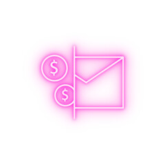 Sticker - Dollar email message neon icon