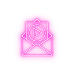 Poster - Message play email neon icon
