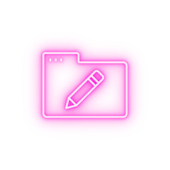 Poster - Folder pencil neon icon