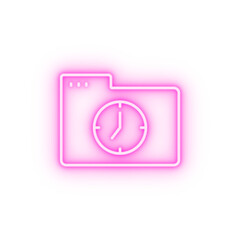 Wall Mural - Folder clock neon icon