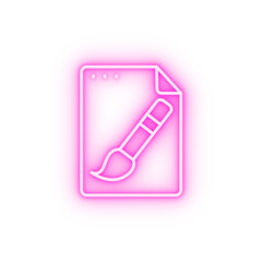 Wall Mural - File document paint brush neon icon