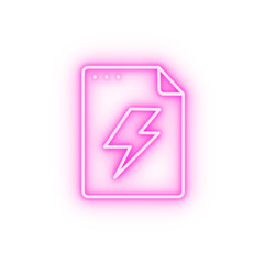 Poster - File document lightning neon icon
