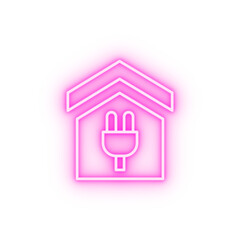 Canvas Print - House socket energy neon icon