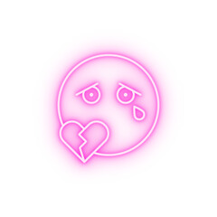 Sticker - Broken heart emotions neon icon