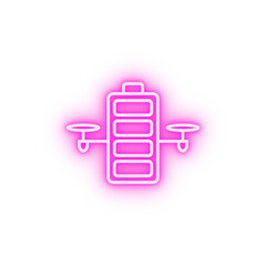 Poster - charging a drone field outline neon icon