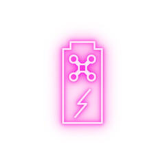 Poster - charging a drone field outline neon icon