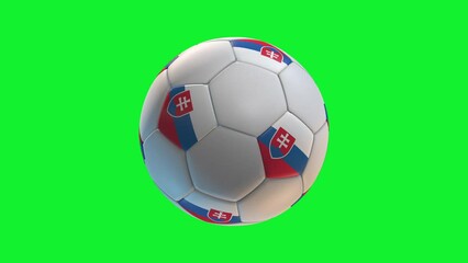 Wall Mural - Soccer ball with flag Slovakia, on green screen background loop alpha. 3D Rendering