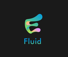 Sticker - logotype liquid letter E logo design template for company