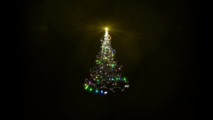 Wall Mural - magic christmas tree lights with alpha and looped for decoration or overlay.