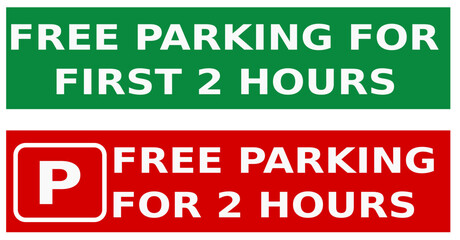 Free car parking for first two hours vector illustration
