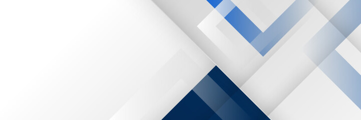 Blue abstract vector long banner. Minimal background with arrows and copy space for text. Facebook cover, web banner