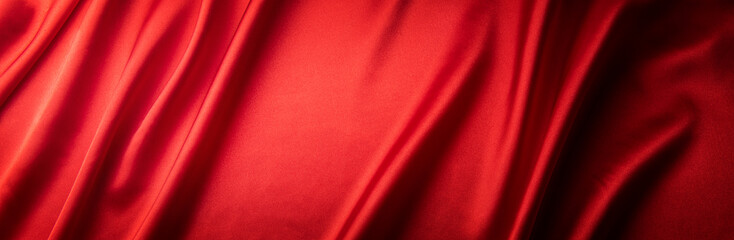 Wall Mural - 赤いシルクの布の背景テクスチャー
