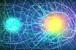 Quantum entanglement states pair 3D particles model. The 2022 Nobel Prize in Physics for experiments with entangled photons, pioneering quantum information science