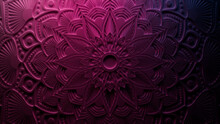 Purple Ornamental Pattern Wallpaper. Three-dimensional Diwali Festival Concept. 3D Render.