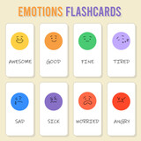 Fototapeta  - Basic Emotions Flashcards Vector Set
