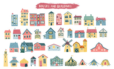 Little cartoon vector colorful houses houses.