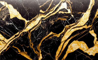 Wall Mural - White marble with black and gold