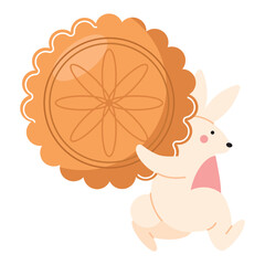 Sticker - mid autumn rabbit with mooncake