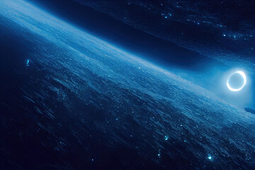 Wall Mural - Astonishing Landscape of Universe Space Background. Deep Realistic Abstract 3D Illustration
