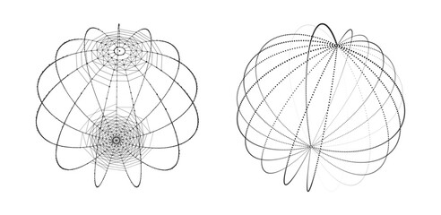 Poster - set of abstract spheres from points and lines on a white background. network connection structure. b