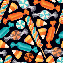 Sweets Candies Halloween Seamless Pattern