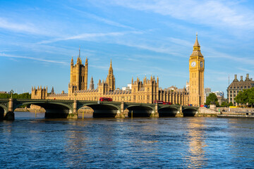 Canvas Print - Big Ben and Westminster bridge in London. England