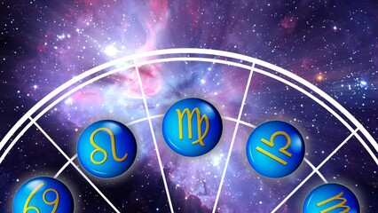Wall Mural - zodiac signs over beautiful glaxy with stars nad light like astrology concept 