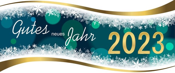 Wall Mural - Greeting card with German text Happy New Year 2023	