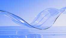 Abstract Glass Wave 3d Rendering, Chromatic Dispersion And Thin Film Spectral Effect. 