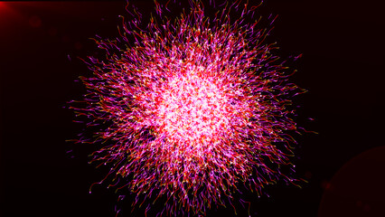 Poster - Data visualization. Abstract 3d futuristic sphere. Particles and Energy flowing. Futuristic digital background. 3d rendering. 4k.
