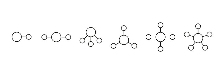 Connect technology and network set, circle line icon. Digital structure, social technology community. Different grid connection. Team people. Vector outline