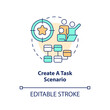 © bsd studio - Create task scenario concept icon. Determine usability testing goals. Work strategy abstract idea thin line illustration. Isolated outline drawing. Editable stroke. Arial, Myriad Pro-Bold fonts used