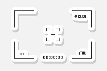 Wall Mural - Digital camera frame viewfinder with screen of video recorder and focusing screen sticker isolated on white background