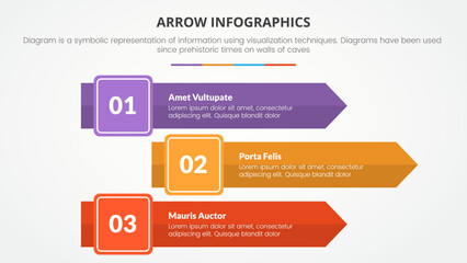 Aufkleber - arrow style infographic slide presentation template with modern flat style color with 3 stack arrow